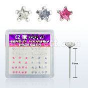 nyzbsm caja display piercing nariz doblar tu mismo plata esterlina 925 0 6mm zirconia estrella 3mm distribuidor
