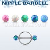 opnpe6 pezonera pezon redondo acero quirurgio barbell acero 316l 1 6m bolas opalo 6mm venta