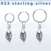 phod38 piercing helix aro liso plata esterlina colgante hoja plata