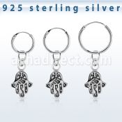 phod40 piercing helix aro liso plata esterlina colgante hamsa plata