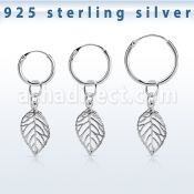 phod43 piercing helix aro liso plata esterlina colgante hoja plata