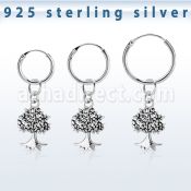 phod45 piercing helix aro liso plata esterlina colgante arbol plata