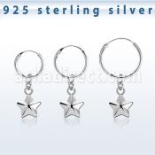phod49 piercing helix aro liso plata esterlina colgante estrella plata
