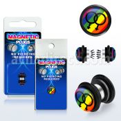 pkmp111 plug falso magnetico acrilico negro masculino doble negro fondo arcoiris anillos goma 8mm 1 pieza distribuidor