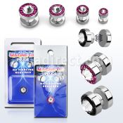 pkmp114 plug falso acero magnetico cristal claro swarovski pegado cn ferido centro cristal pack blister mayorista