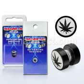 pkmp39 plug falso magnetico acero quirurgico anodizado negro logo marihuana 8mm 1 pieza al por mayor