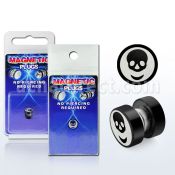 pkmp47 plug falso magnetico acero quirurgico anodizdo negro logo calavera 8mm 1 pieza distribuidor