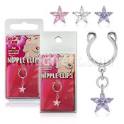 pknp32 steel nonpiercing nipple ring u shape dangling flower