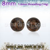 plball8 bola madera palma 8mm rosca acero quirurgico mayorista