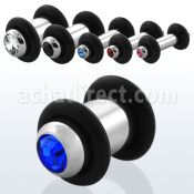 plc dilatacion plug acero quirurgico brillo espejo cristal centro bisel doble anillo goma distribuidor mayorista