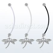 pnd566 piercing ombligo embarazada bolas 5mm acero colgante libelula longitud 50mm venta