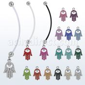 pnd668 piercing ombligo embarazada bolas 5mm acero colgante cristal hamsa longitud 50mm distribuidor mayorista