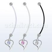 pndz12 piercing ombligo embarazada bolas 5mm acero colgante corazon zirconia redonda interior longitud 50mm distribuidor mayorista