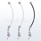 pndz13 piercing ombligo embarazada bolas 5mm acero colgante remolino zirconia redonda longitud 50mm al por mayor
