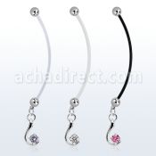 pndz730 piercing ombligo embarazada bolas 5mm acero colgante moderno zirconia plata longitud 50mm distribuidor mayorista