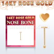 rbht piercing nariz hueso oro rosa 14 kts 0 6mm corazon plano oro 2 5mm mayorista
