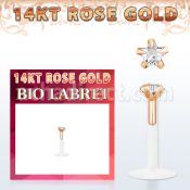 rbizsc labret bio flexible transparente oro rosa 14 kts presion zirconia estrella 3mm venta