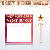 rbst piercing nariz hueso oro rosa 14 kts 0 6mm estrella oro liso 2 5mm al por mayor