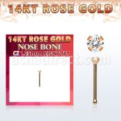 rbzm12 piercing nariz hueso oro rosa 14 kts 0 6mm zirconia redonda clara 1 25mm distribuidor mayorista