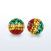 rmfr8 bola 8mm multi cristal ferido rayas color rasta rosca mayorista