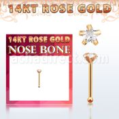 rnbsc1 piercing nariz hueso oro rosa 14 kts 0 6mm zirconia estrella 3mm distribuidor mayorista