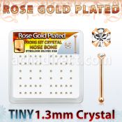 rsbp6xc caja display piercing nariz hueso plata esterlina 0 6mm oro rosa cristal redondo claro 1 25mm distribuidor mayorista