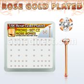 rsbz2xc caja display piercing nariz hueso plata esterlina 0 6mm oro rosa zirconia redonda clara 2mm distribuidor mayorista