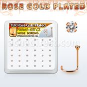 rsnwzbc caja display 36 piercing nariz l plata 925 oro rosa 0 6mm zirconia 1 5mm mayorista