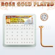 rss14xc caja display piercing nariz l plata 925 0 6mm oro rosa cristal claro 2mm mayorista