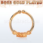 rssep12b anillo septum falso plata 925 oro rosa 1mm alambre atado 12mm mayorista