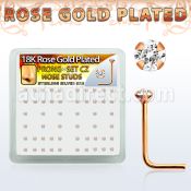 rssz2xc caja display piercing nariz l plata esterlina 0 6mm oro rosa zirconia redonda clara 2mm distribuidor mayorista