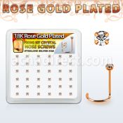 rswp14xc caja display 36 piercing nariz l plata 925 oro rosa 0 6mm cristal 2mm al por mayor