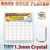 rswp6xc caja display 36 piercing nariz l plata 925 oro rosa 0 6mm cristal 1 25mm distribuidor