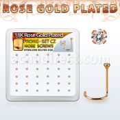 rswz12xc caja display 36 piercing nariz l plata 925 oro rosa 0 6mm zirconia 1 25mm distribuidor mayorista