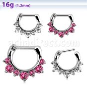 seph16 septum clicker cristal barra cierre acero 316l 3 grandes zirconita cz 4 cristal barra 6mm 8mm al por mayor