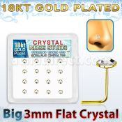 sfbrg16c caja 16 piercing nariz l plata esterlina 925 0 6mm oro 18 kts cristal claro extra plano 3mm mayorista