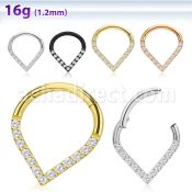 sgsh15 316l steel hinged segment ring round cz pear shape