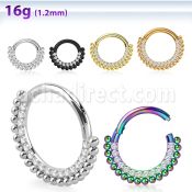 sgsh18 316l steel hinged segment ring cz chain balls