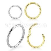 sgsh19 316l steel hinged segment ring diamond cut design