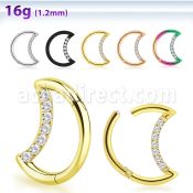 sgsh1 steel hinged segment ring 16g cnc cz crescent moon