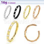 sgsh44 steel hinged segment ring 16g cz pyramid cut studs