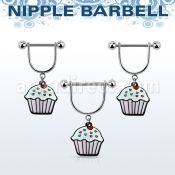 snpod10 barbell pezon estribo acero quirurgico bolas 5mm cupcake pintado colgado al por mayor