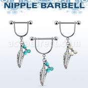 snpod12 barbell pezon estribo acero quirurgico bolas 5mm pluma bolas falsas turquesas mayorista