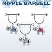 snpod13 barbell pezon estribo acero quirurgico bolas 5mm elefante colgado cristal distribuidor mayorista