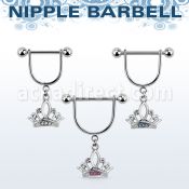 snpod14 barbell pezon estribo acero quirurgico bolas 5mm corona cristal distribuidor
