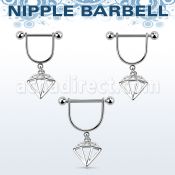 snpod5 barbell pezon estribo acero quirurgico bolas 5mm diamante liso colgado al por mayor