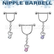 snpoz4 barbell pezon estribo acero quirurgico bolas 5mm nota musical zirconita distribuidor