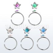 snr4op aro nariz clip acero quirurgico 0.8mm estrella opalo redondo 1 5mm centro al por mayor