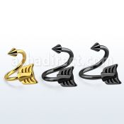 sp16taw espiral ceja acero 316l pvd cono acero 3mm final acero flecha venta