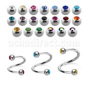 spe2c4 espiral ceja acero quirurgico bolas 4mm joya engastada venta
